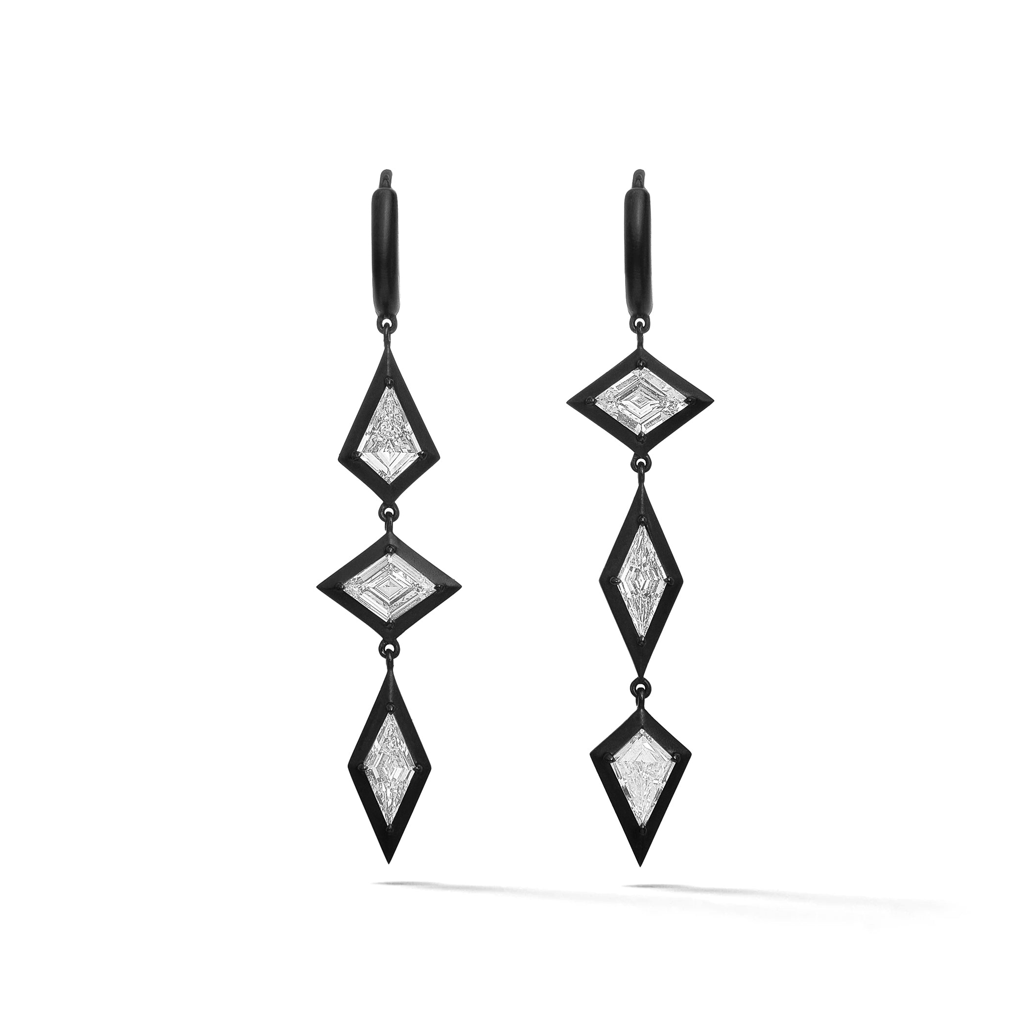 Exo Blackout III Earrings in White Gold with Matte Black Titanium Finish