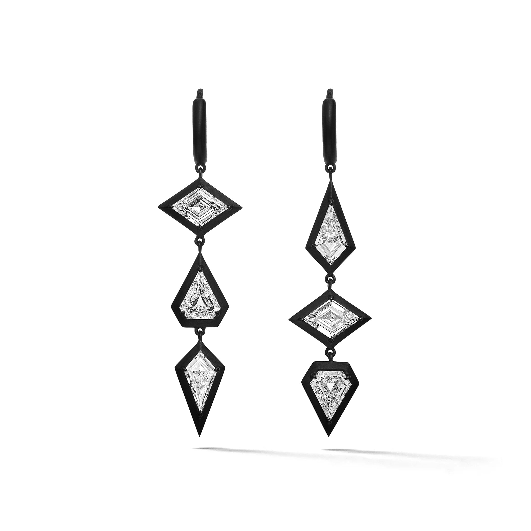 Exo Blackout III Earrings in White Gold with Matte Black Titanium Finish