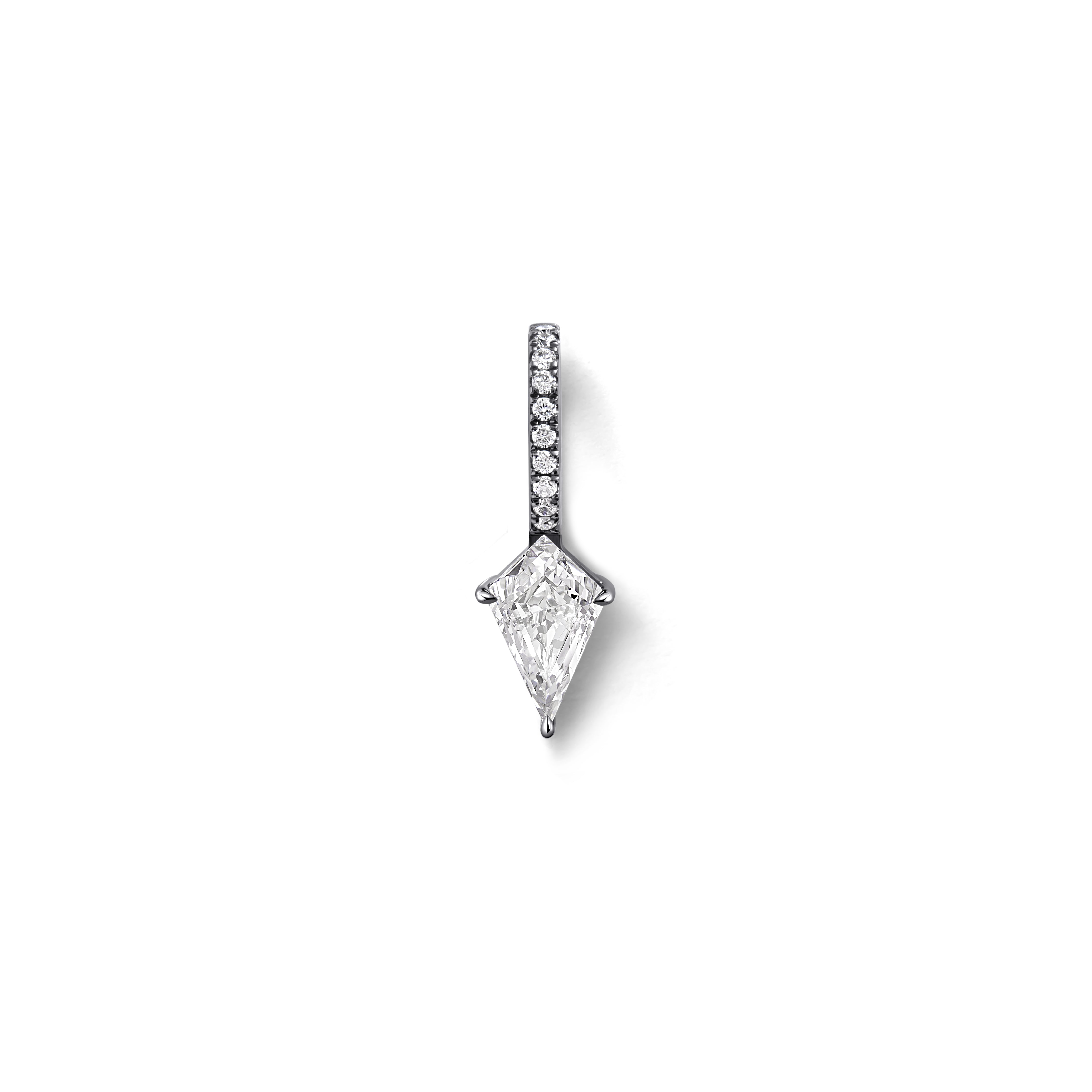 Shield Charm in 18K Blackened White Gold with 0.46ct Shield Shaped White Diamond with White Diamond Pave