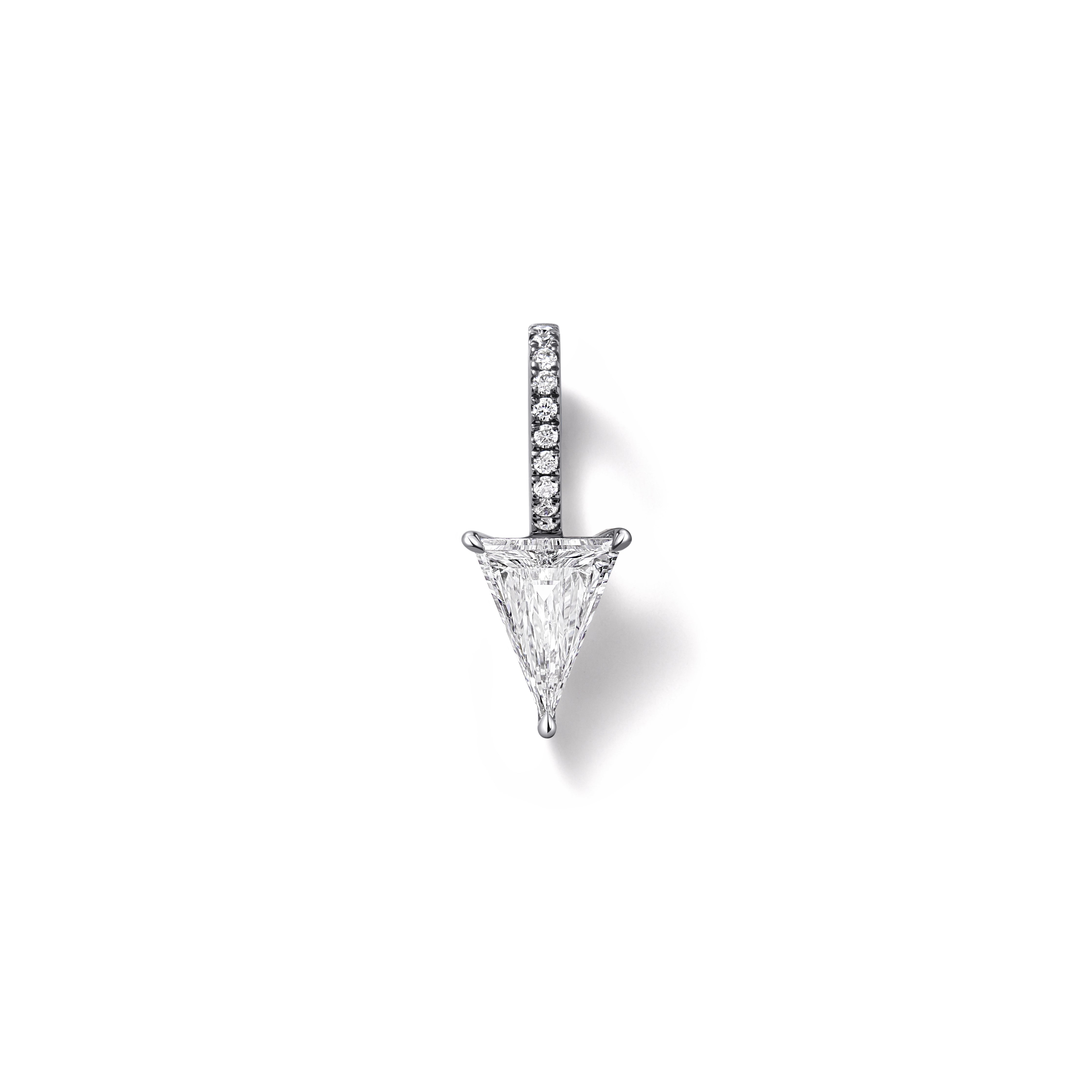 Apex Charm in 18K Blackened White Gold with 0.40ct Trillion Shaped White Diamond and White Diamond Pavé