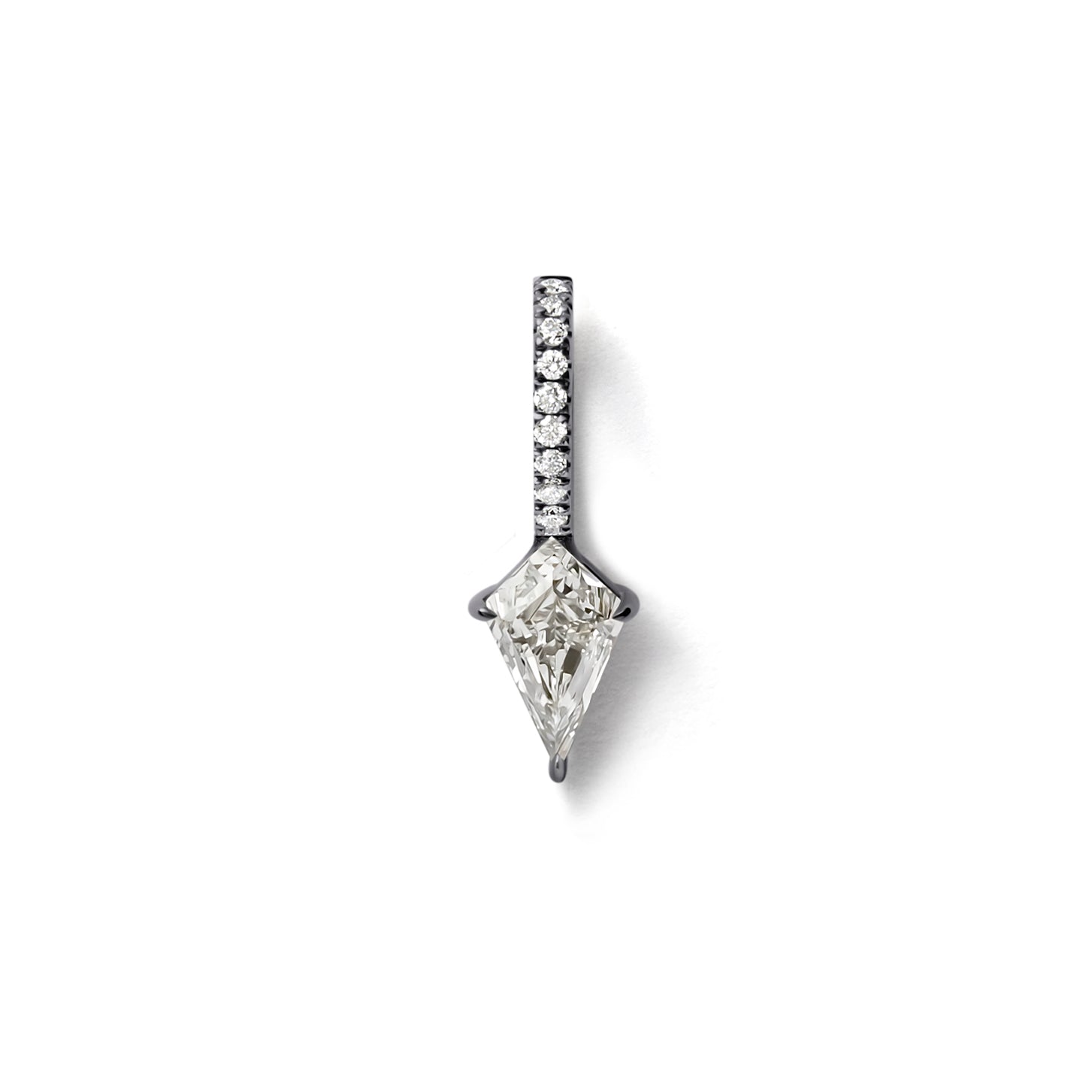 Ezzat Diamond Charm in 18K Blackened White Gold with 0.62ct Shield Shaped White Diamond and White Diamond Pave