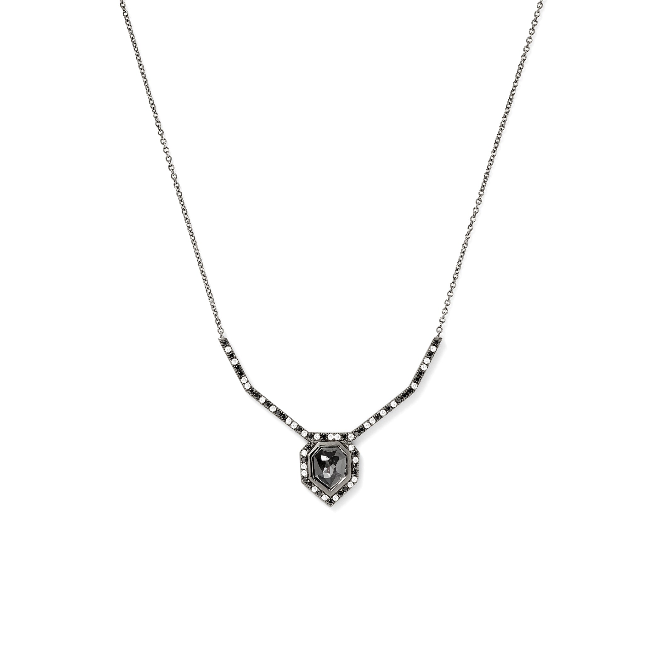 Static Collar Necklace in 18K Blackened White Gold with 0.97ct black diamond and White and Black Diamond pavé