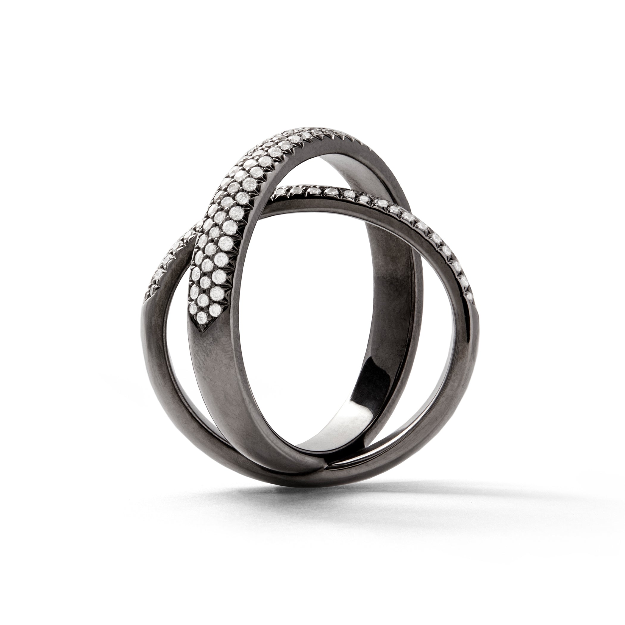 Pavé Axis Ring in Blackened White Gold