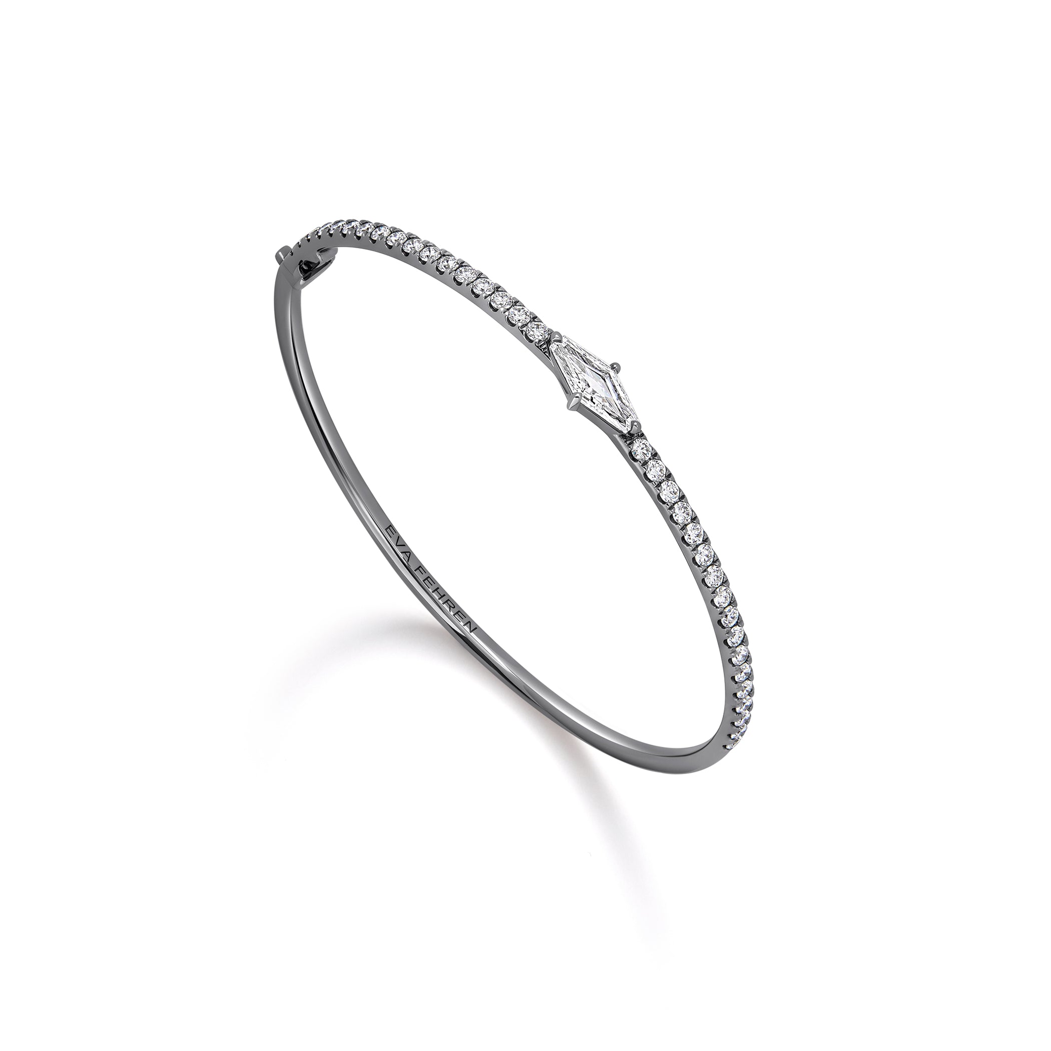 Pavé Geo Cuff in Blackened White Gold