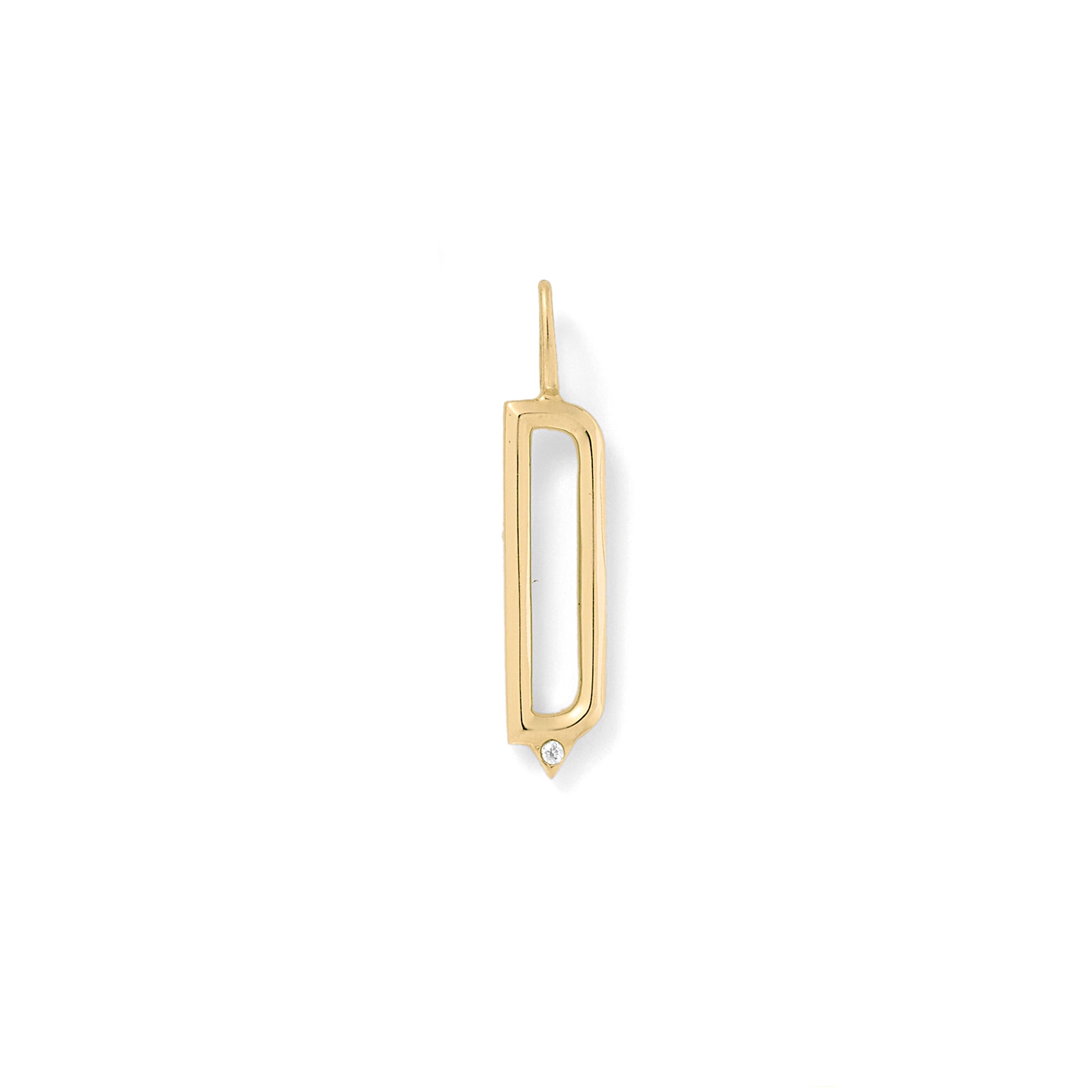 Beveled Initial Charm in 18K Yellow Gold with White Diamonds with Bevel Detail