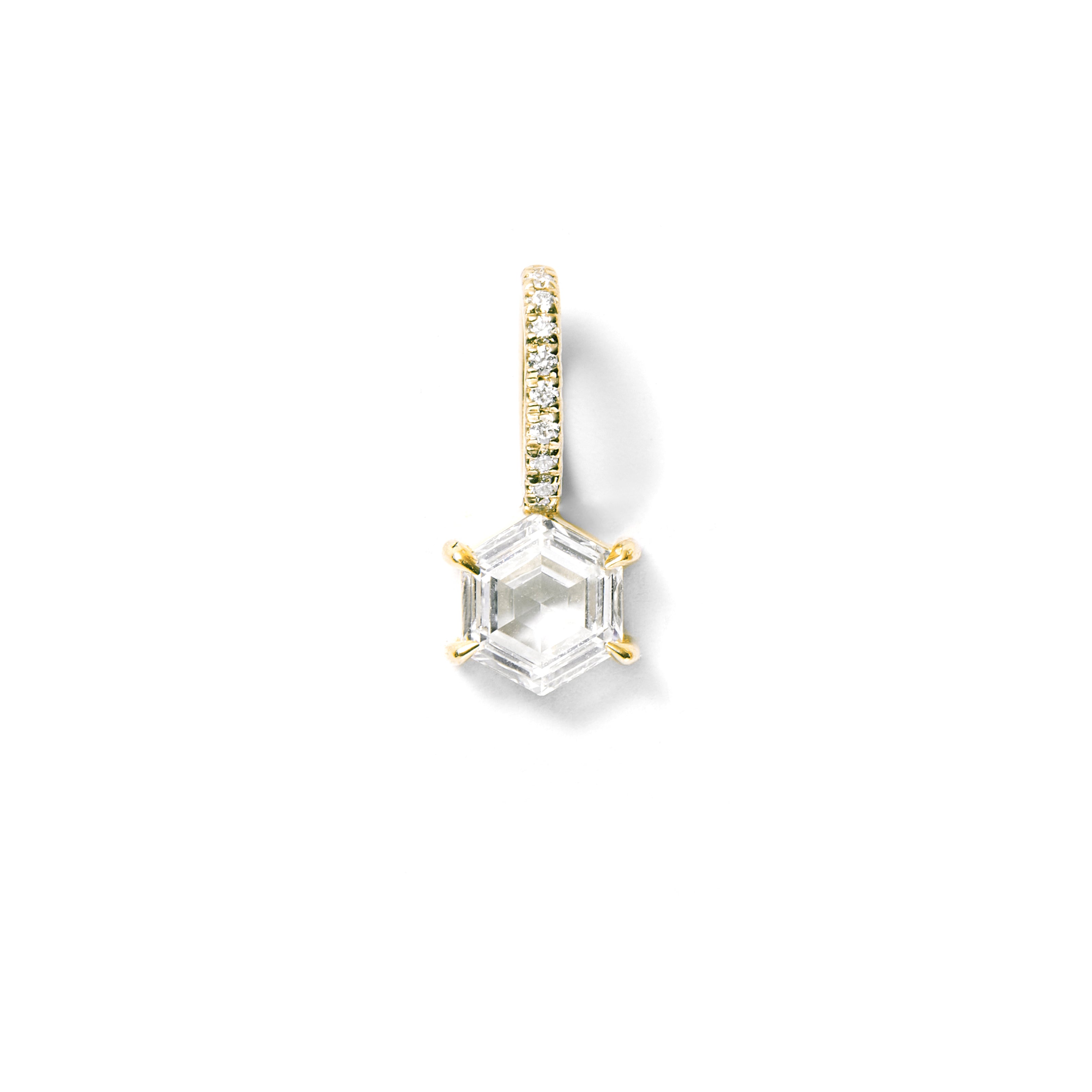 Hexagon Diamond Charm in Yellow Gold