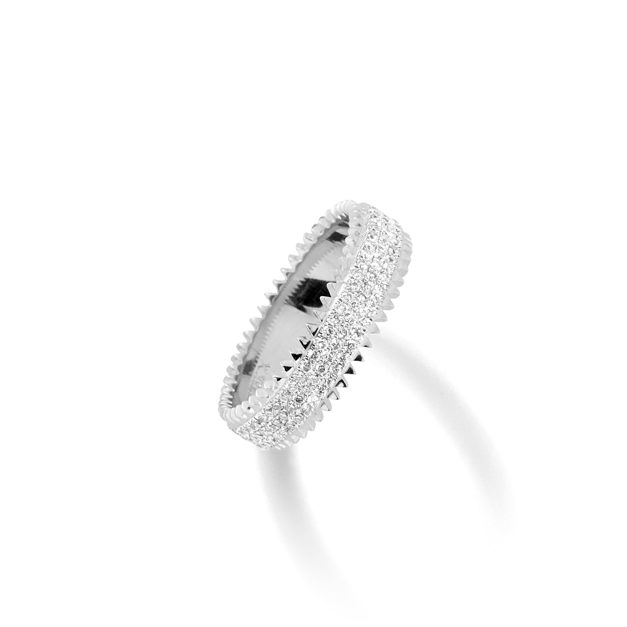 Triple ZIpper Ring in Platinum with White Diamonds