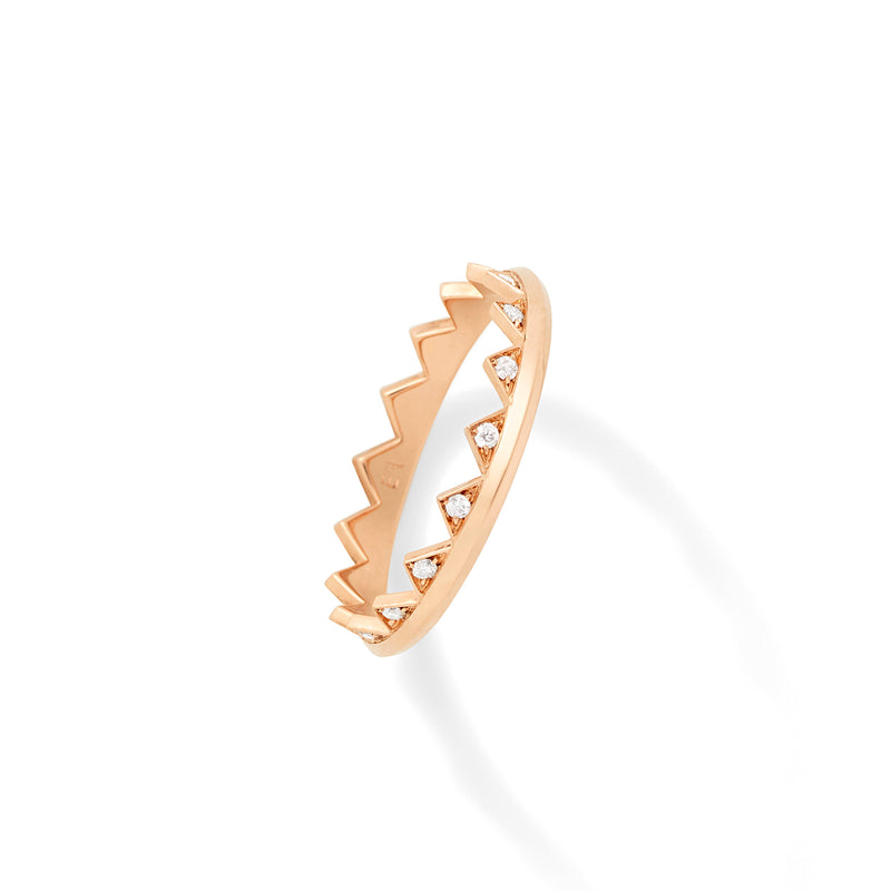 Crown Ring in 18K Rose Gold with White Diamonds