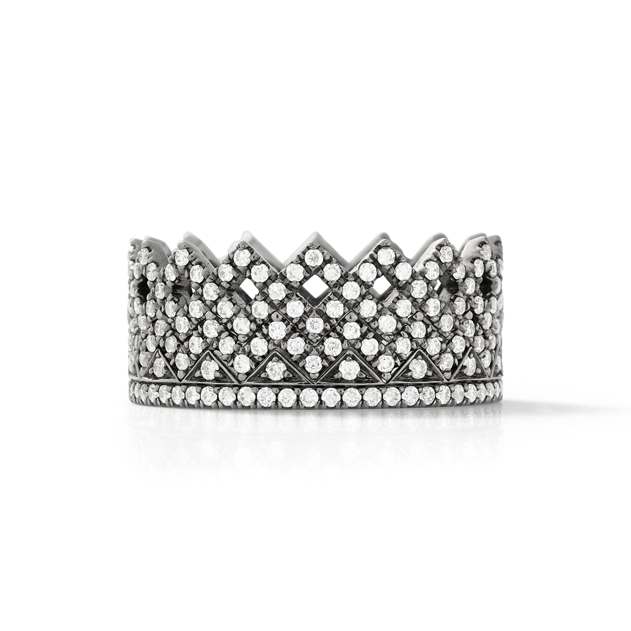 Ziggy Ring  in 18K Blackened White Gold with White Diamonds